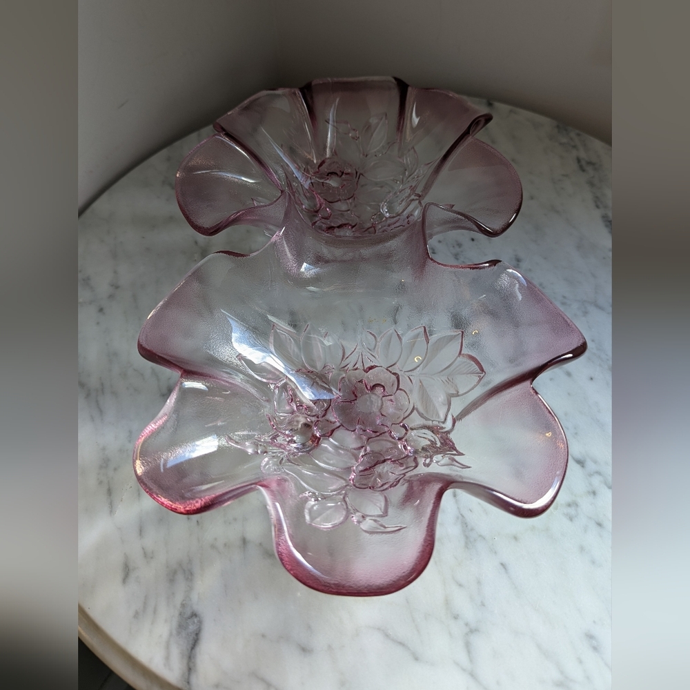 Vintage Mikasa Pink Rosella West Germany, Divided Candy Or Dip Dish
